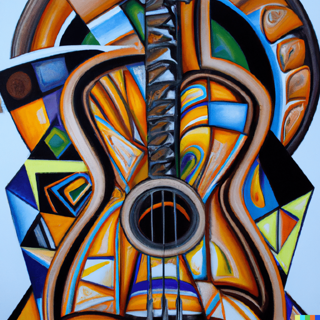 Cubism Guitar Painting
